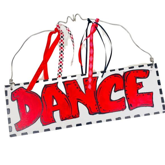 Handmade Dance Sign Room Decor Red White - Picture 1 of 4